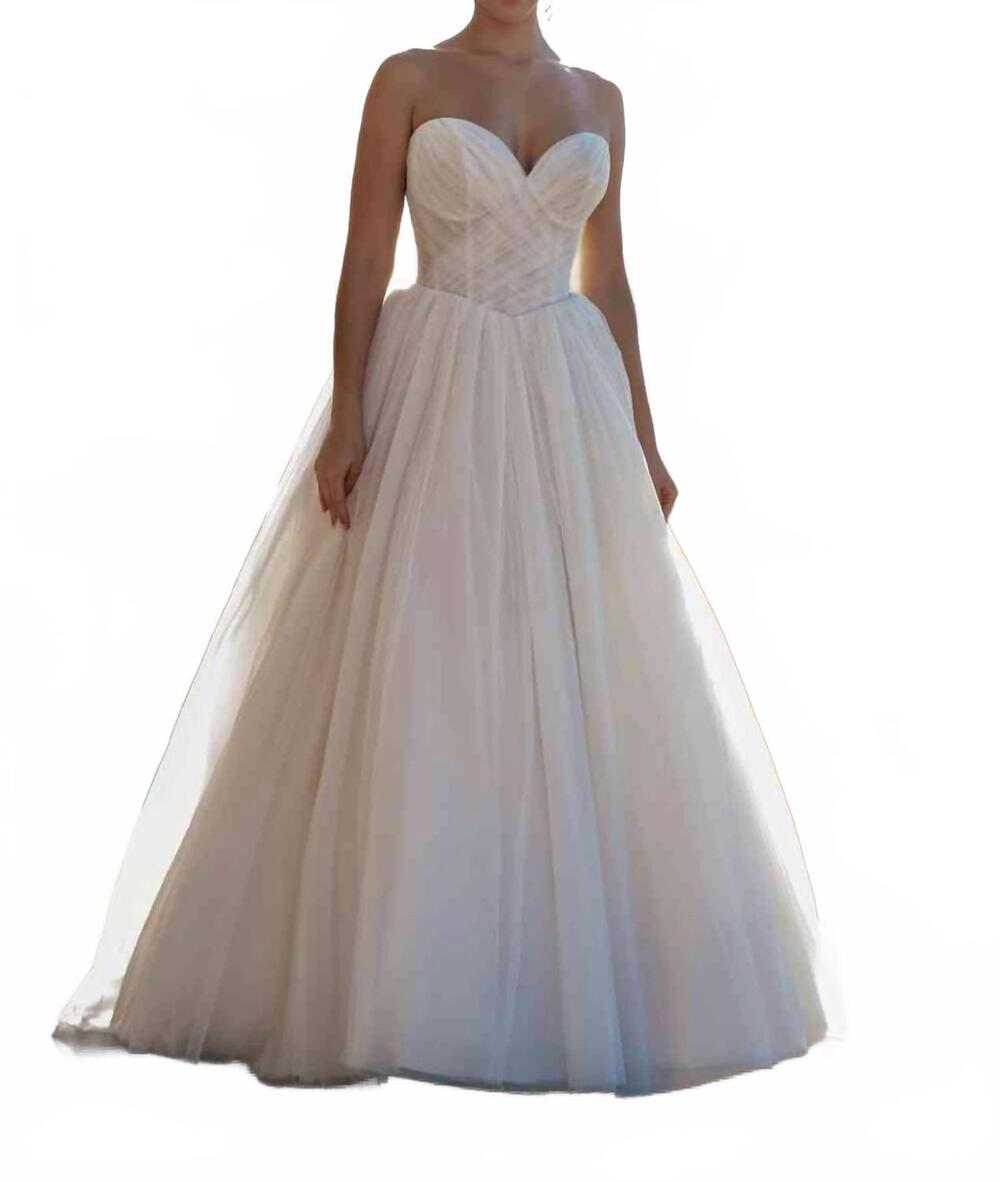 NEW ALLURE BRIDALS strapless wedding gown in desert champagne/ivory